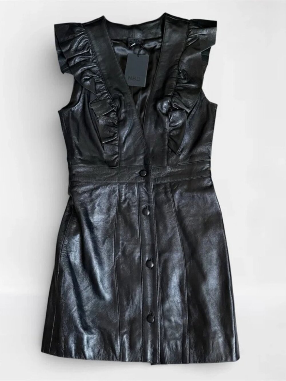 Exquisite NBD Roslyn Black leather dress - NWT - XS - Picture 3 of 9